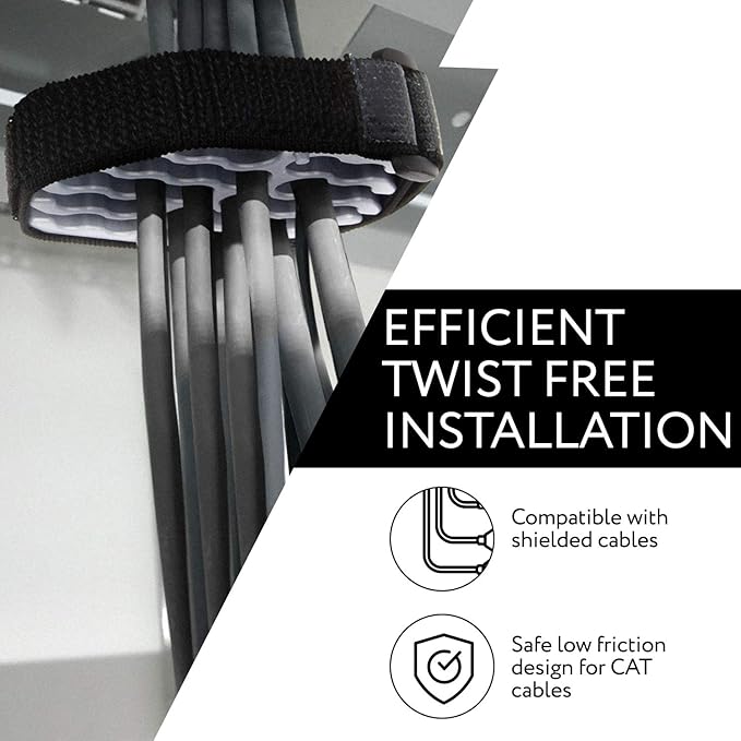 IMPRESA Cable Comb Organizer Kit - Black, Grey, Zip Style Wire Management Tools for Network & Office Setup - Cat6a Cable Combs for Data Center & 24 Wires - Dressing Tool for Neat Organization