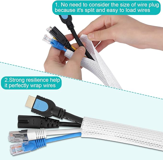 20ft 1/2 inch White Cable Sleeve