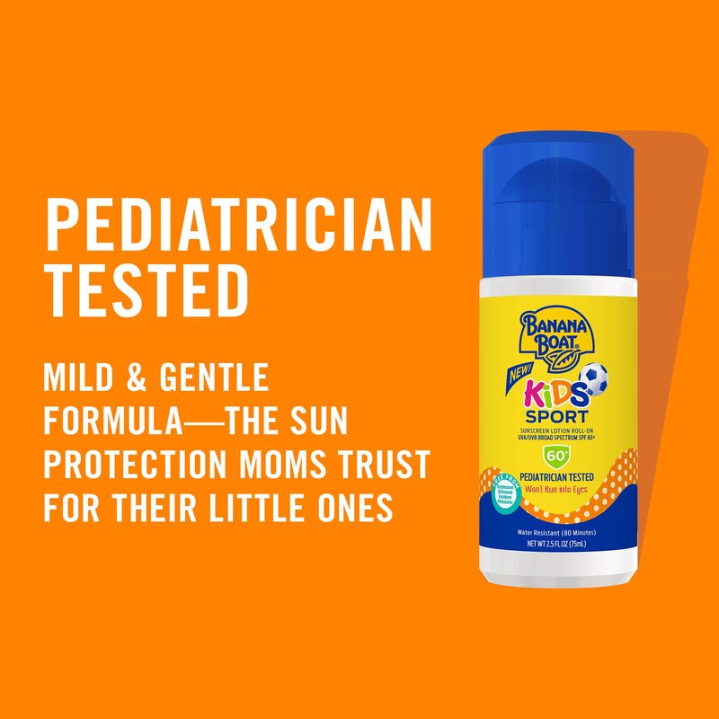 Banana Boat Kids Sport Sunscreen Roll On SPF 60, 2.5oz and Banana Boat Sport Ultra Sunscreen Lotion SPF 50, 12oz