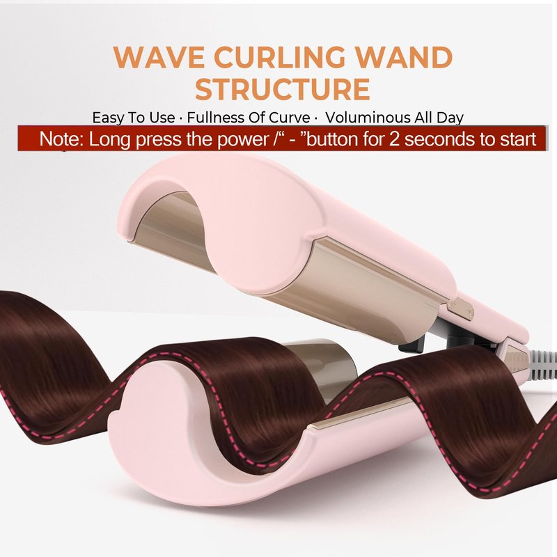 Curling Iron Hair Crimper Waver, Beach Waves Curling Wand, Waver Hair Tool, Double Voltage, Easy to Use, Pink, 1.25 Inch