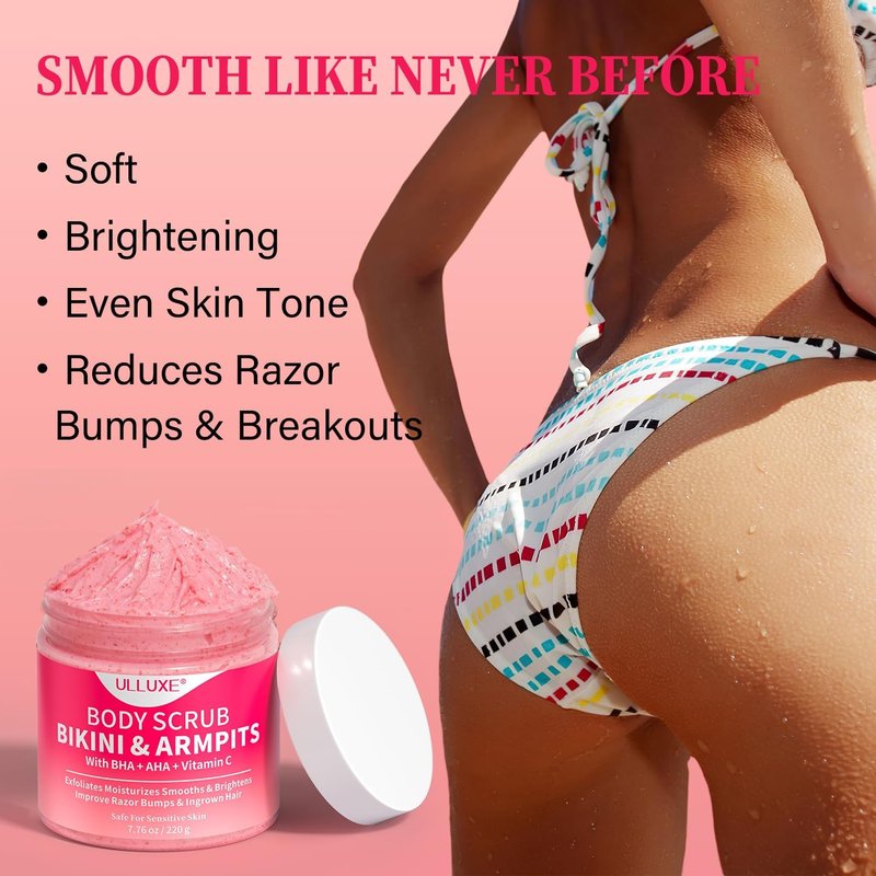 Bikini Area Exfoliator - 10% AHAs, BHA & Vitamin C Scrub for Ingrown Hair & Dark Spots | 7.76 oz