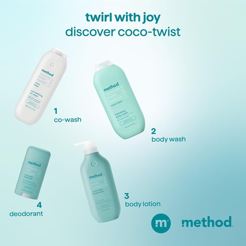 Curl Defining Co-Wash | Method Coco Twist - Moisturizes & Detangles Hair - 13.5 oz, Sulfate & Paraben Free