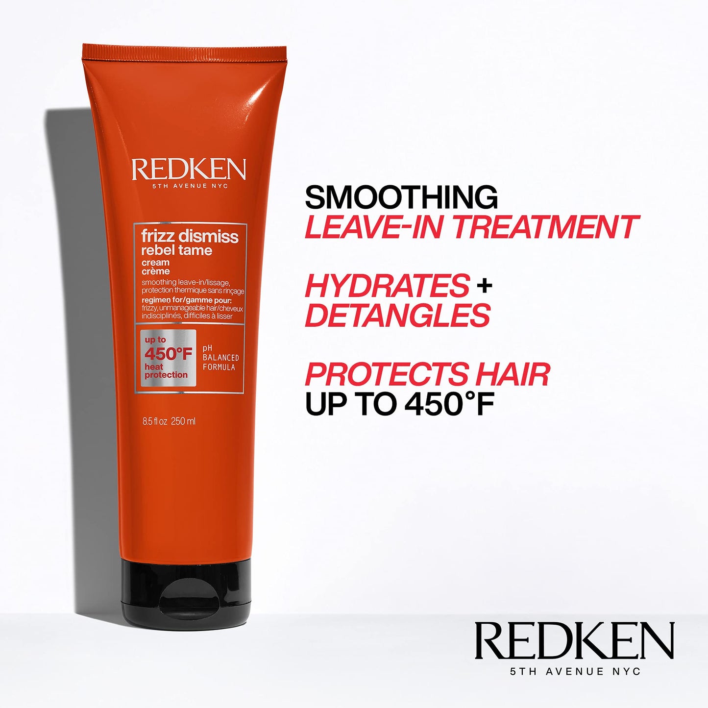 Redken Frizz Dismiss Shampoo, Conditioner and Rebel Tame Treatment Set For Frizzy Hair - Smooths Hair and Manages Frizz