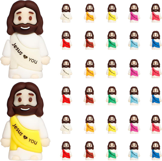 Skiennix Mini Jesus Figurines - 30 Colorful Tiny Jesus Figures for Easter Gifts | Religious Decor