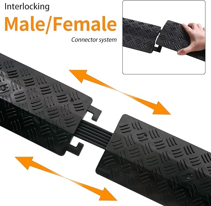 Anbotek - Small 2 Pack - Floor Cord Cover Cord Protector Drop Over Drop Trak Cable Ramp for Office Warehouse - Black