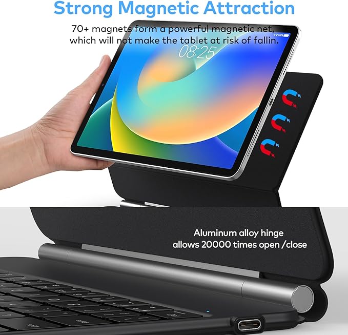 runelk Keyboard Case for iPad 10th Generation 2022 & 11th (A16, 2025) – Magic-Style Keyboard with Multi-Touch Trackpad – Floating Cantilever Stand – Magnetic Case for iPad 10.9 inch 10th / 11th Gen.