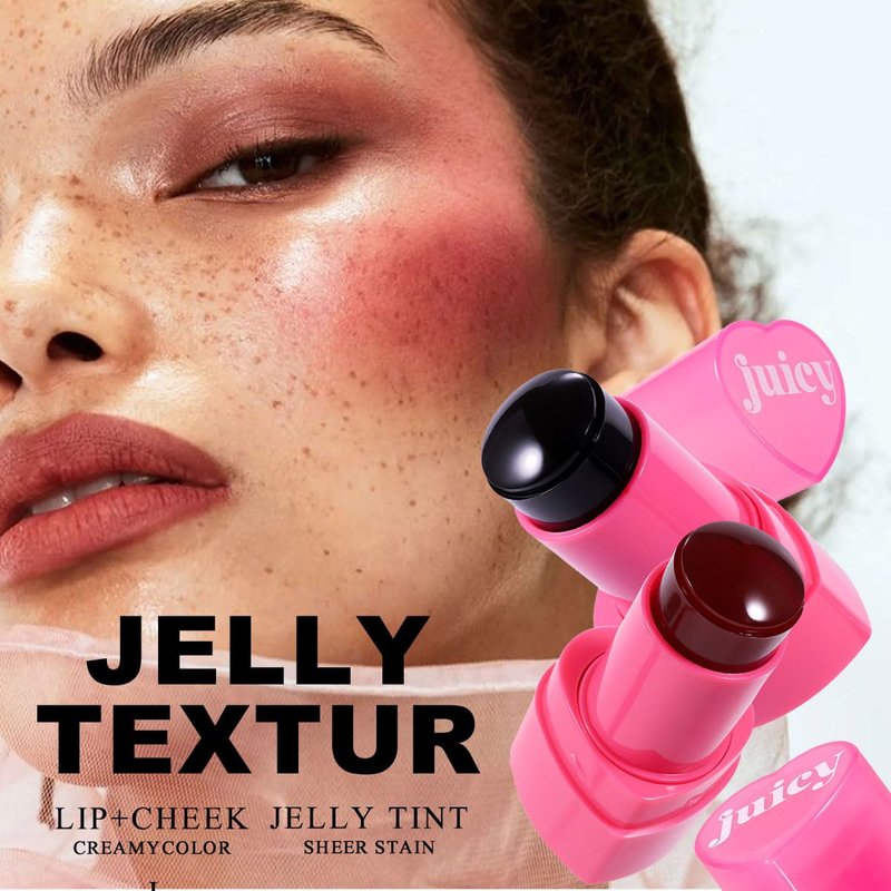 Cooling Water Jelly Tint Stick，Multi-Use Juicy Love Blush, 3-In-1cheek Blush & Eyeshadow & Lip Tinted Long-Lasting Moisture Stick，Bouncy Jelly Texture，Creates A Moist Watercolor Effect (#04, 0.32oz)