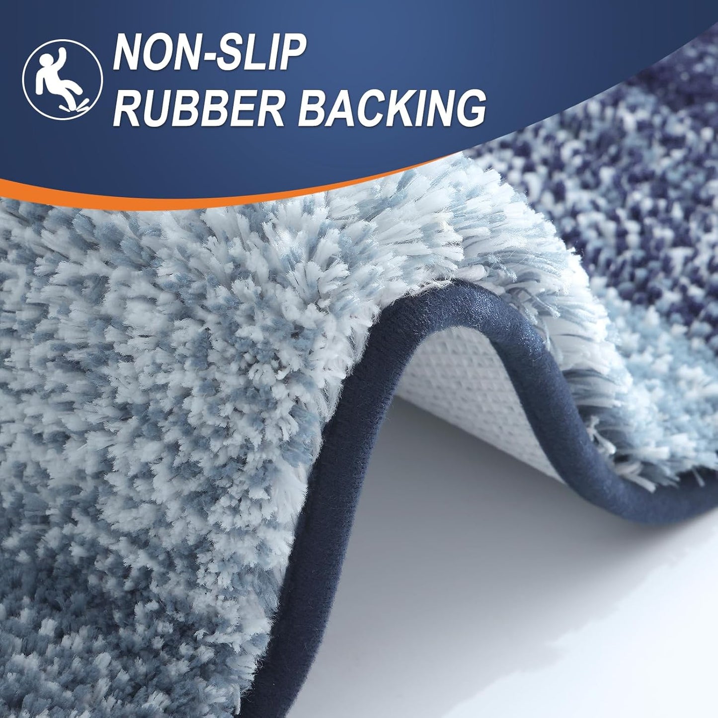 OLANLY Large Bathroom Rugs - Extra Soft Microfiber Mat 54x24 | Quick-Dry, Washable, Rubber Backing, Airy Blue