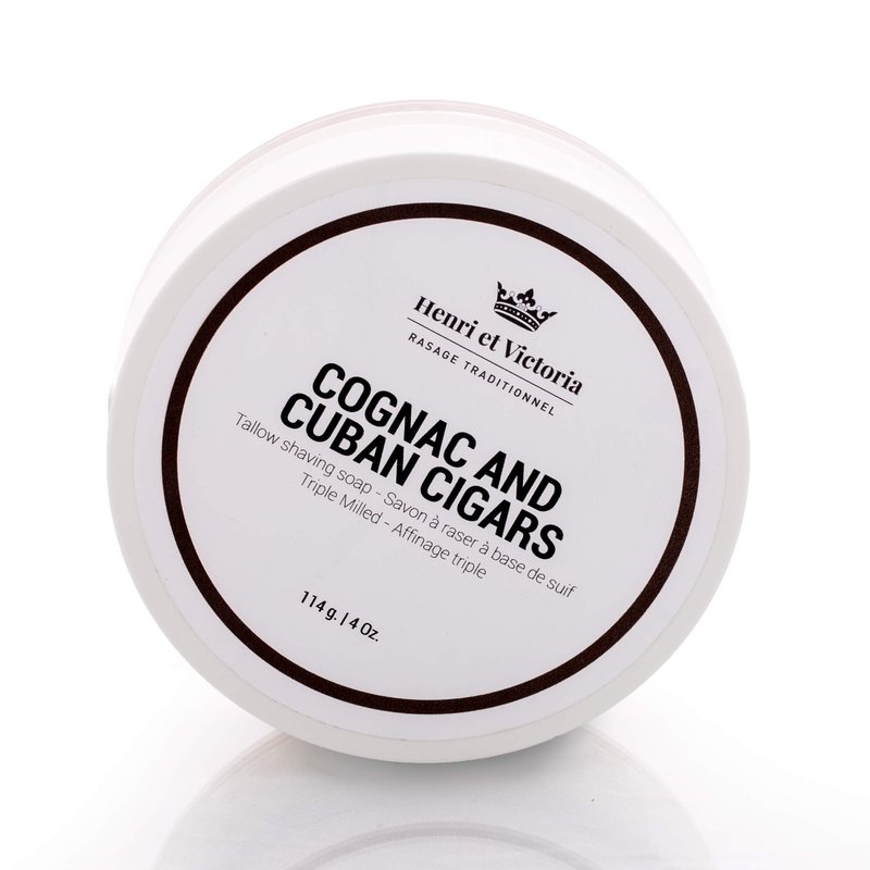 Henri et Victoria Shaving Soap For Men | Cognac and Cuban Cigars Fragrance | Smooth Shave, Lathers Up Nicely, Long-Lasting Scent | Triple Milled Soap, Canadian Made by Skilled Artisan 114 g (4 oz)