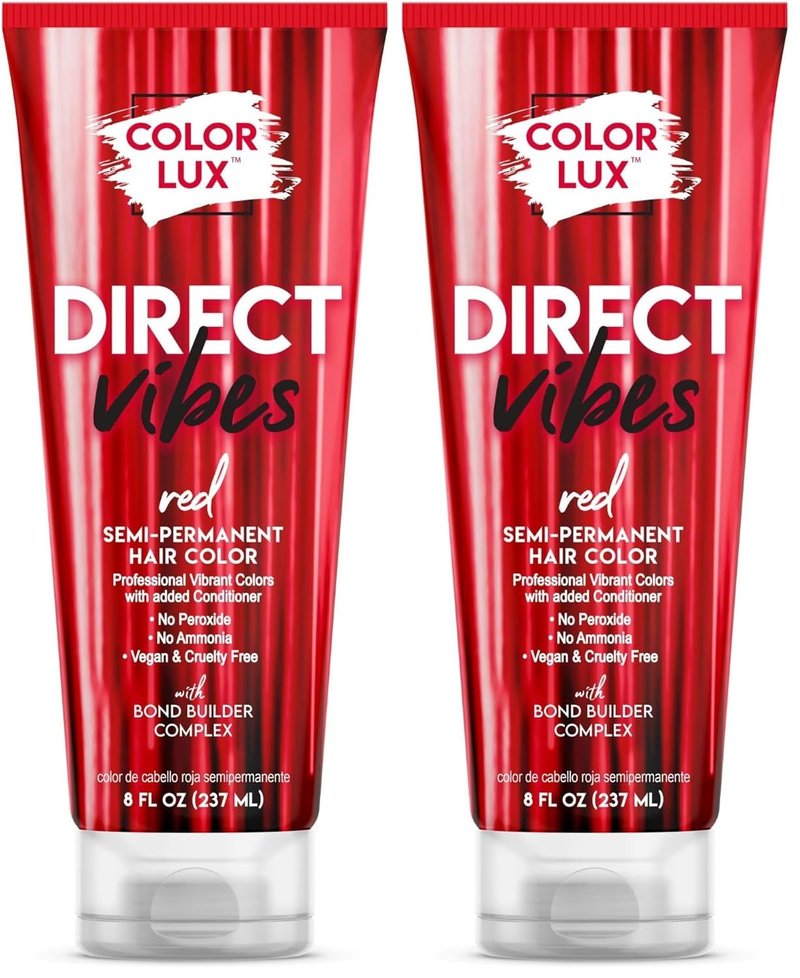 Vibrant Red Semi-Permanent Hair Color - Long-Lasting, Ammonia-Free & Vegan | 8 fl oz (Pack of 2)
