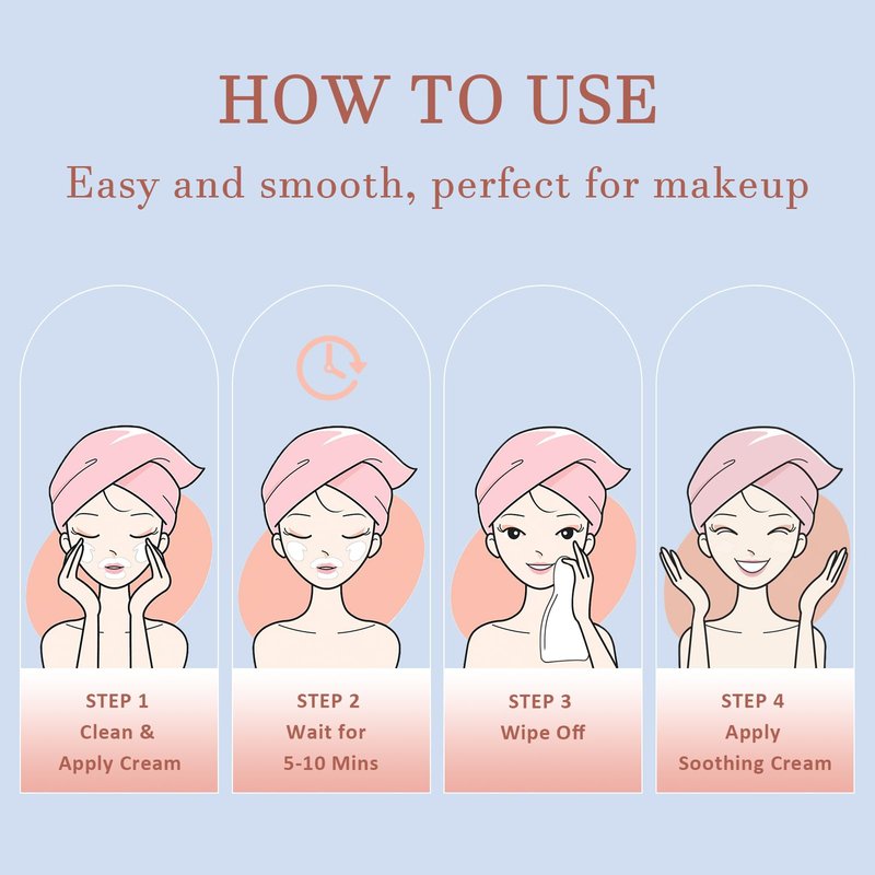 Facial Hair Removal Cream Kit for Women Face, Painless Soothing Hydrating Facial Depilatory Cream, 4 Min Flawless Upper Lip, Chin Fine Hair Remover, Sensitive Skin Hair Removal At Home