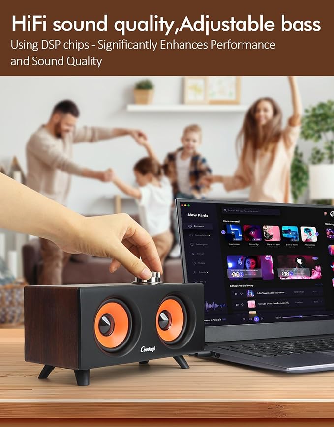cinnkeyi 2.1 Computer Speakers with Subwoofer, Stereo Mid-High Dual Speakers, Bluetooth/USB Dual Mode PC Speakers, Volume Knob Control, Desktop Sound System for Laptop/PC/Tablet (C5212-US)