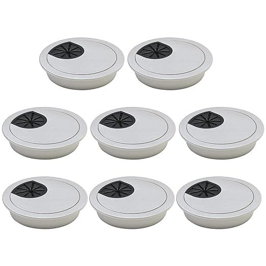BOPOREAE Desk Grommet 2-3/8" (60 mm), Desk Cord Hole Cover, Cable Grommet ABS Plastic, Desk Hole Grommet for Office and Home Table Cable, Detachable Cable Cord Organizer (Silver Sand 8 Pcs)