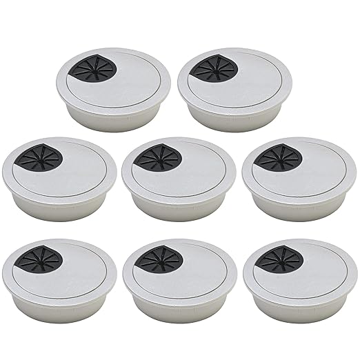 BOPOREAE Desk Grommet 2-1/16" (53 mm), Desk Cord Hole Cover, Cable Grommet ABS Plastic, Desk Hole Grommet for Office and Home Table Cable, Detachable Cable Cord Organizer (Silver Sand 8 Pcs)