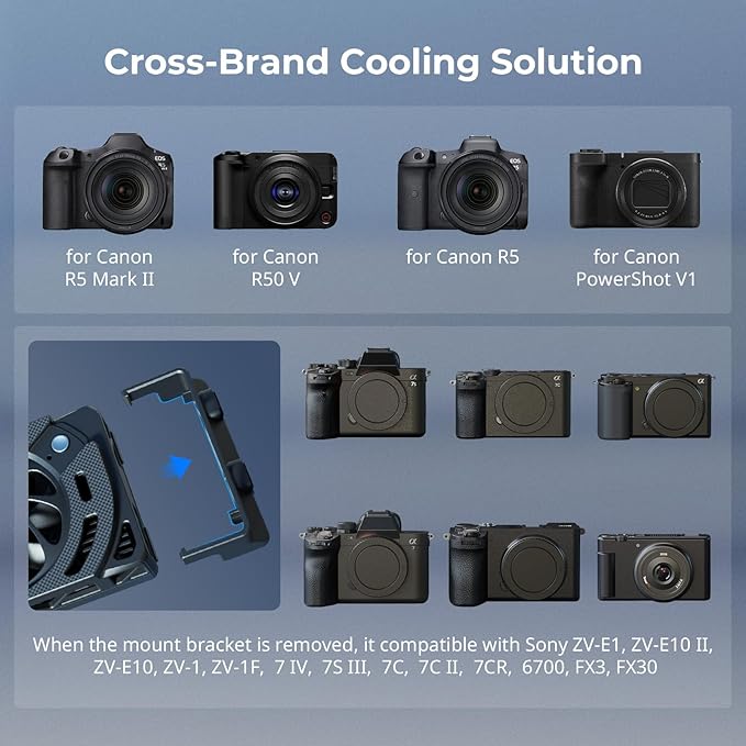 SMALLRIG R50 V / R5 II/ R5 / R50 / PowerShot V1 Camera External Cooling System with Dual-Speed Modes, Snap-On Cooling Fan with TEC Cooling Module for Sony ZV-E1/ A7 IV/ A6700/ FX3-5063