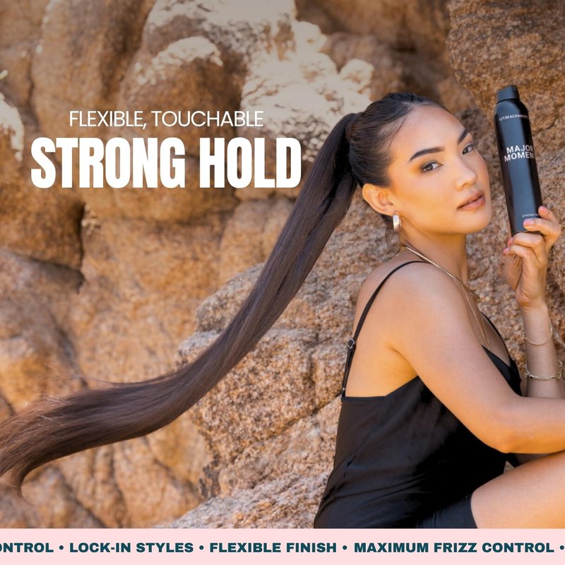 Beachwaver The Co. Major Moment Strong Hold Hairspray - Full Size (8.3 Oz) | Extra-Strength Vegan Hairspray For Long-Lasting Styles w/Brushable Finish - Removes Frizz & Locks In Style