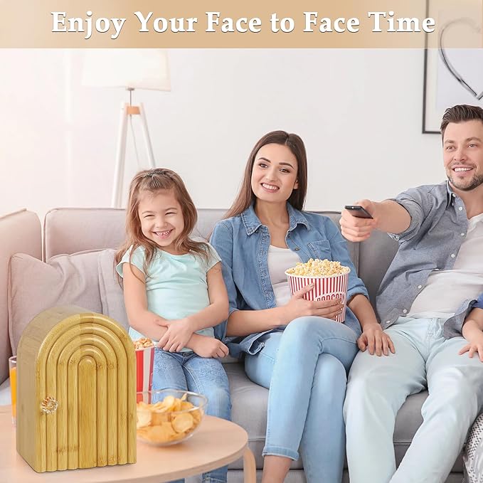 Lzttyee Phone Box for Family Time, Bamboo Cell Phone Jail, 3 Sections Hold 6 Phones, with Charging Holes, Phone Holder Self-Discipline Box, Help Kids Adults Focus Back, Mobile Phone Addiction (Wood)