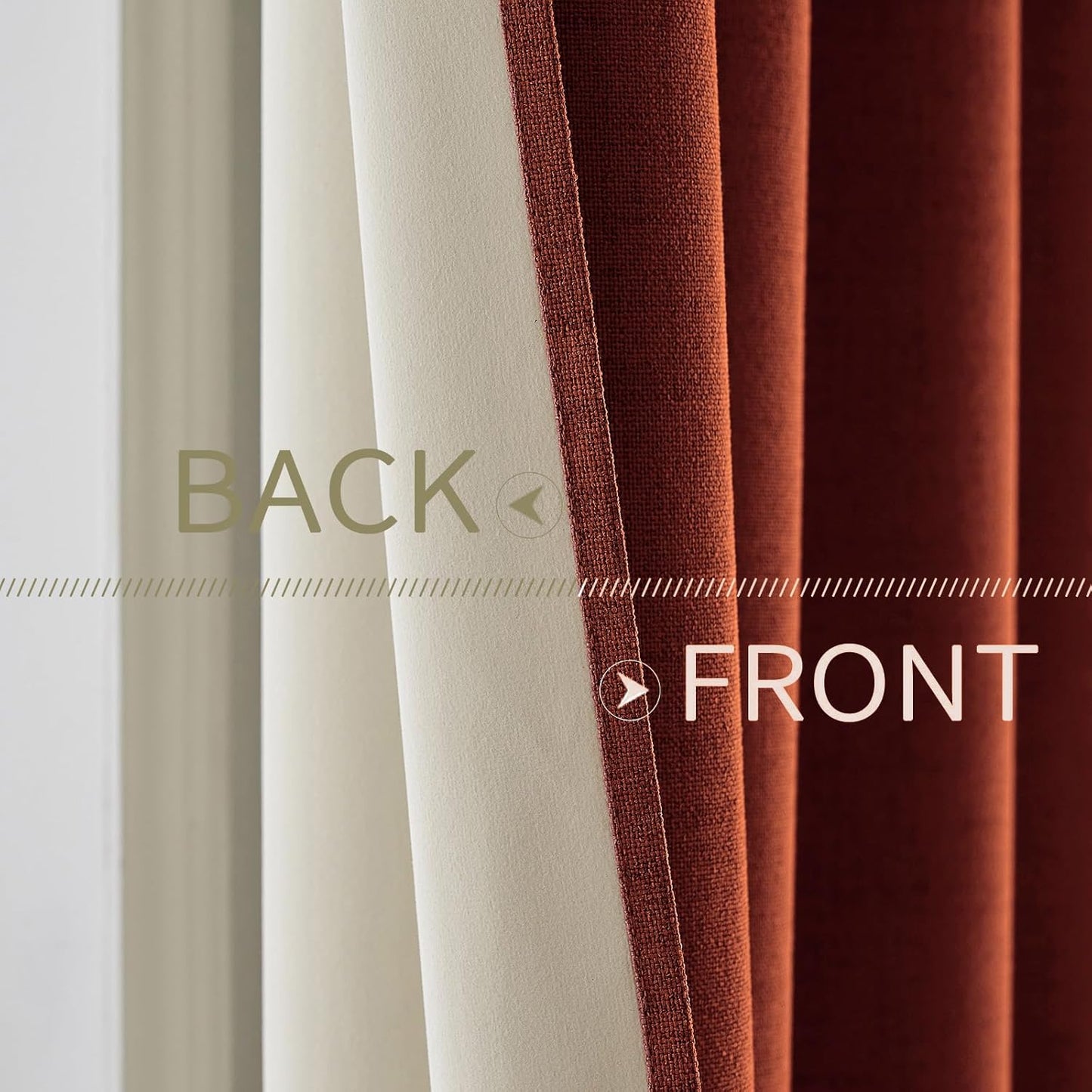 MIULEE 100% Blackout Linen Curtains - Thermal Insulated Burnt Orange Room Darkening | 42 x 84 (2 Panels)