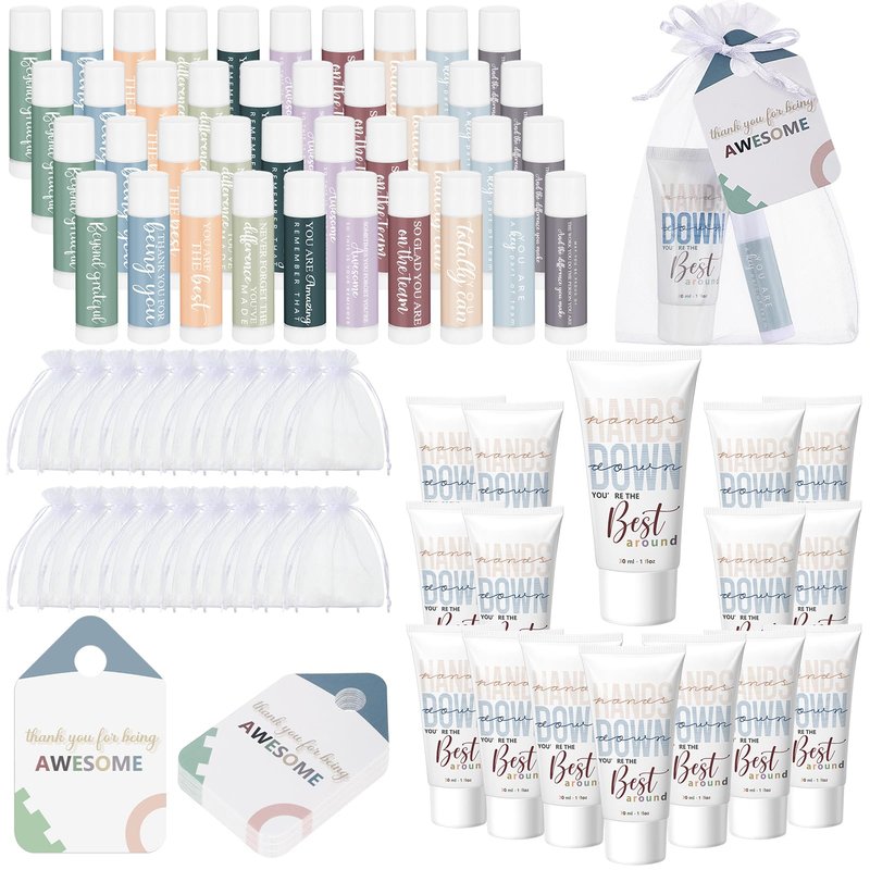 20 Sets CNA Week Thank You Gifts Bulk for Women Inspirational Hand Cream and Lip Balm Set Teacher Appreciation Gifts for Graduation Office Staff Assistant Team Coworker Summer Favor