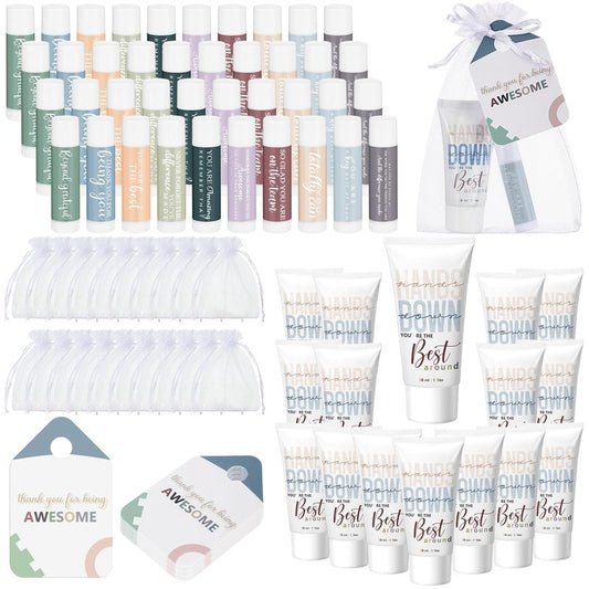 20 Sets CNA Week Thank You Gifts Bulk for Women Inspirational Hand Cream and Lip Balm Set Teacher Appreciation Gifts for Graduation Office Staff Assistant Team Coworker Summer Favor