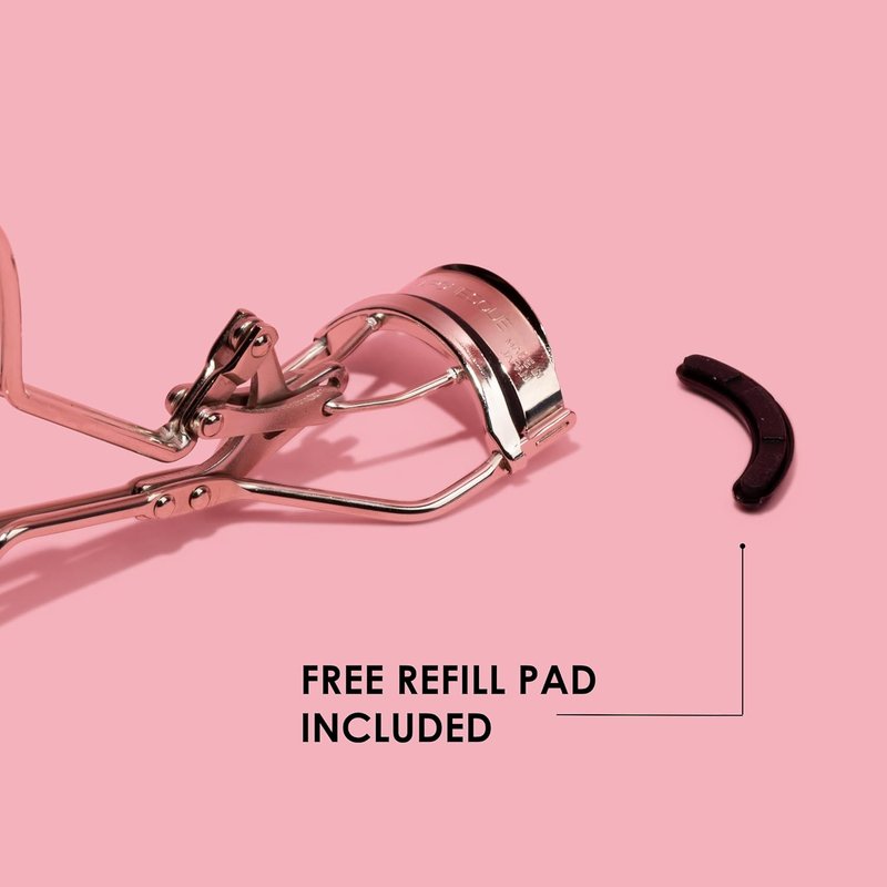 JAPONESQUE Eyelash Curler - Instant Power Curler for Longer Lashes | Silicone Pad, Nickel Finish
