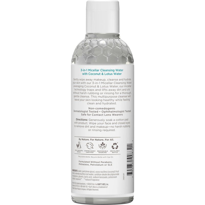 Burt's Bees Micellar Cleansing Water with Coconut & Lotus Extract, 8 Oz (Package May Vary)