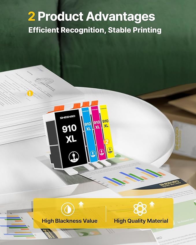 SHEENGO Comaptible Remplacement Ink Cartridge for 910XL 4 Pack