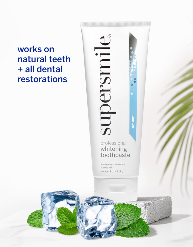 Supersmile Icy Mint Fluoride-Free – Whitening Toothpaste for Visibly Brighter Teeth – Whitens Up to 6 Shades, 8 oz