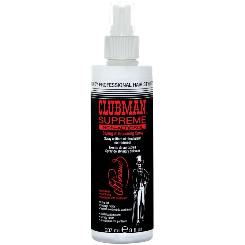Clubman Supreme Non Aerosol Hairspray – Extra Hold Styling & Grooming Hair Spray for Men with Panthenol, 8 fl oz