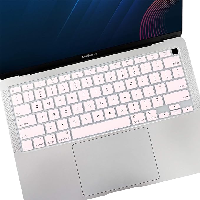 Allinside Soft Silicone Keyboard Cover for MacBook Air 13.3 inch (A2337 M1 A2179, 2021 2020) with Touch ID, Quiet Typing Keyboard Protector Skin, US Version, Light Pink