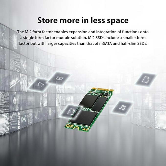 Transcend 128GB M.2 2242 SATA III SSD, MTS430S B+M Key with DRAM Cache, Up to 560MB/s, 3D TLC NAND Internal SSD for Ultrabook/Laptop/PC/Desktop, SLC Cache, LDPC Error Correction