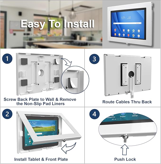 TABcare Locking Anti-Theft Metal Case for Samsung Galaxy TAB A9+ A11+ 11" Tablet for Kiosk, POS, Store, Show Display, Time Clock (White)
