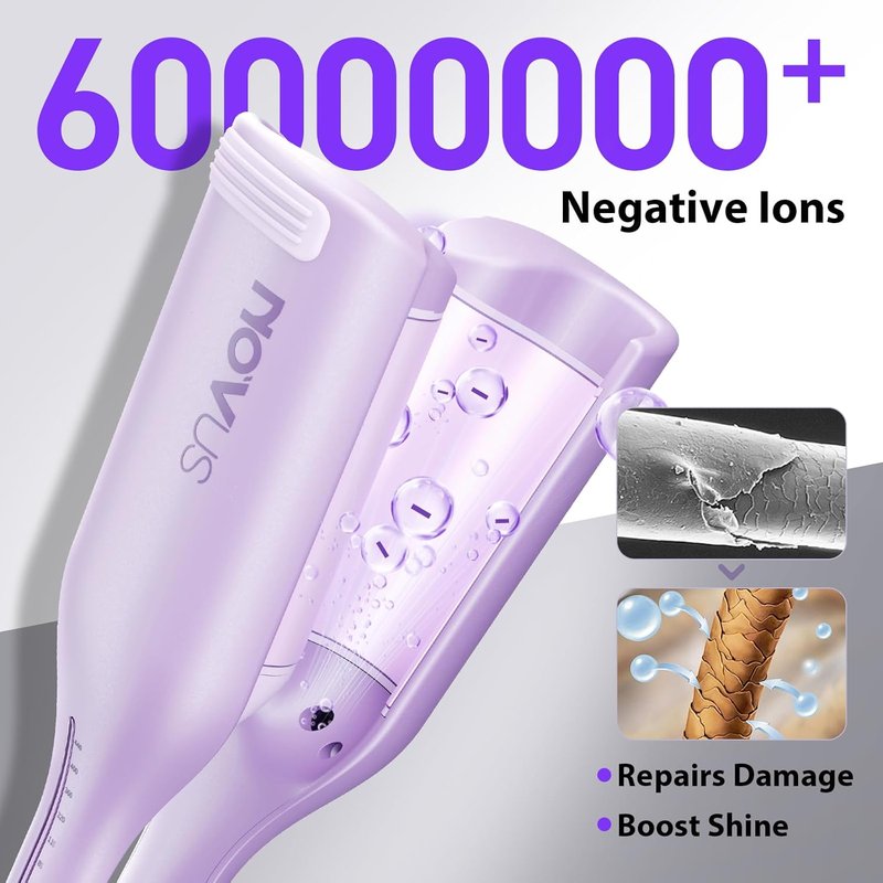 Waver Hair Tool | NOVUSPRO Ionic Hair Crimper & Wave Curling Iron for All Hair Types - Adjustable Temps & Anti-Scald (1.4")
