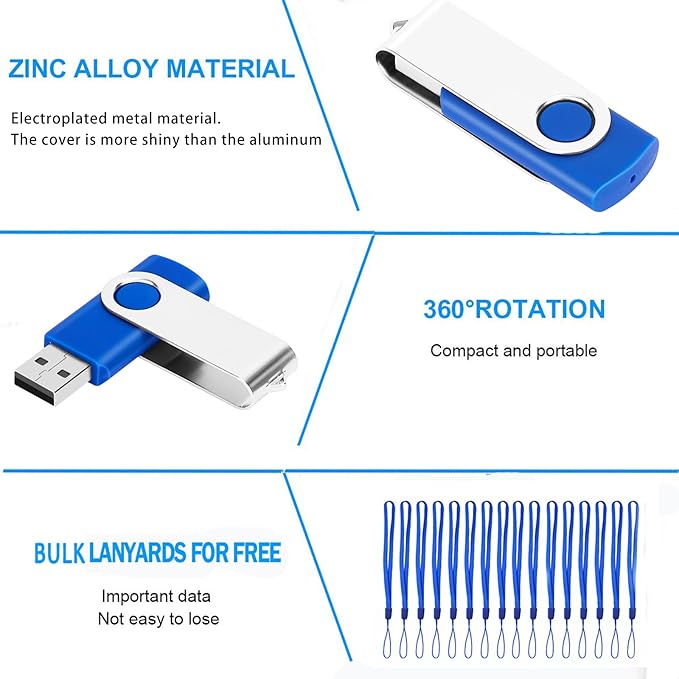 200 Packs of 4GB Bulk Flash Drive EASTBULL FAT32 USB Drives Pack 4G (Blue)