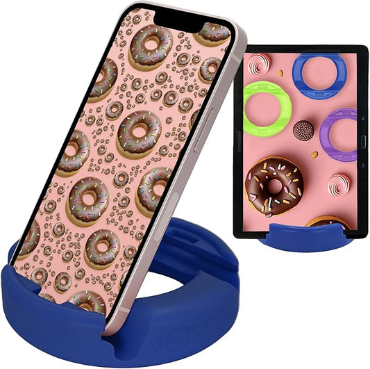 GoDonut Original – Phone and Tablet Stand – Compatible with Devices UP to 0.5" Thick Including Protective Cases - for use at Work, at Home, Travel and on-the-go - Blue