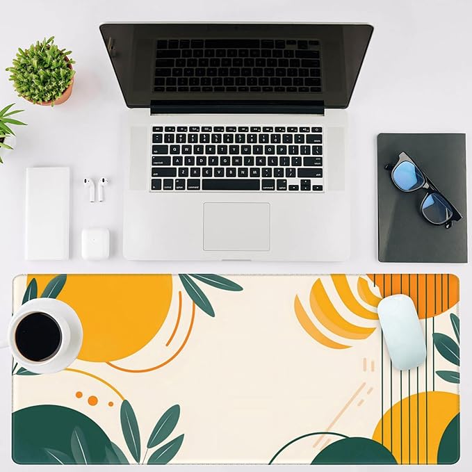 NIYLYNSYN Mouse Pad Large Abstract Shapes and Lines Non-Slip Game Desk Mat with Stitched Edge Laptop Keyboard Desk Pad for Work Home Gaming (35.4 x 15.7 Inches)
