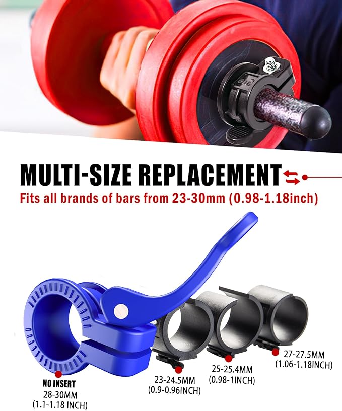 ZY-HUAN Mini Pro Barbell Clips 1 inch I Multi-Size Adjustable Barbell Collar I 1 inch Barbell ClampsIQuick Release Weight Clips Pair of Locking for Dumbbell Bar (BIUE)