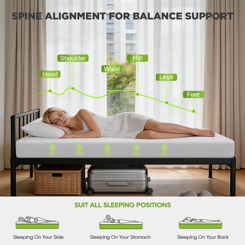 FDW 6 Inch Twin Mattress - Medium Firm Foam Support | Breathable, Comfortable & Washable Cover