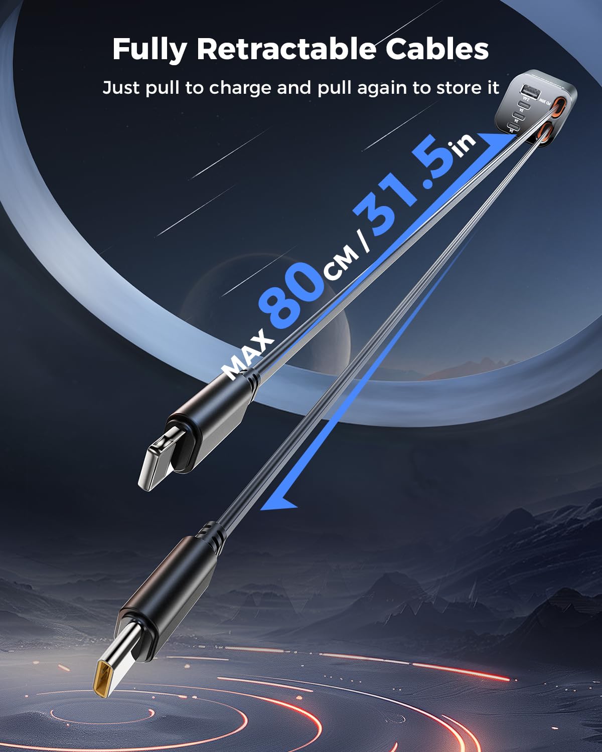 [Upgraded] 4 in 1 Retractable Car Charger, SUPERONE Smaller Fast Car Phone Charger 69W with Cord, USB C and iPhone Car Charger Adapter, Compatible iPhone 17/17 Pro Max/16/15/14/13/12/11, Sumsung