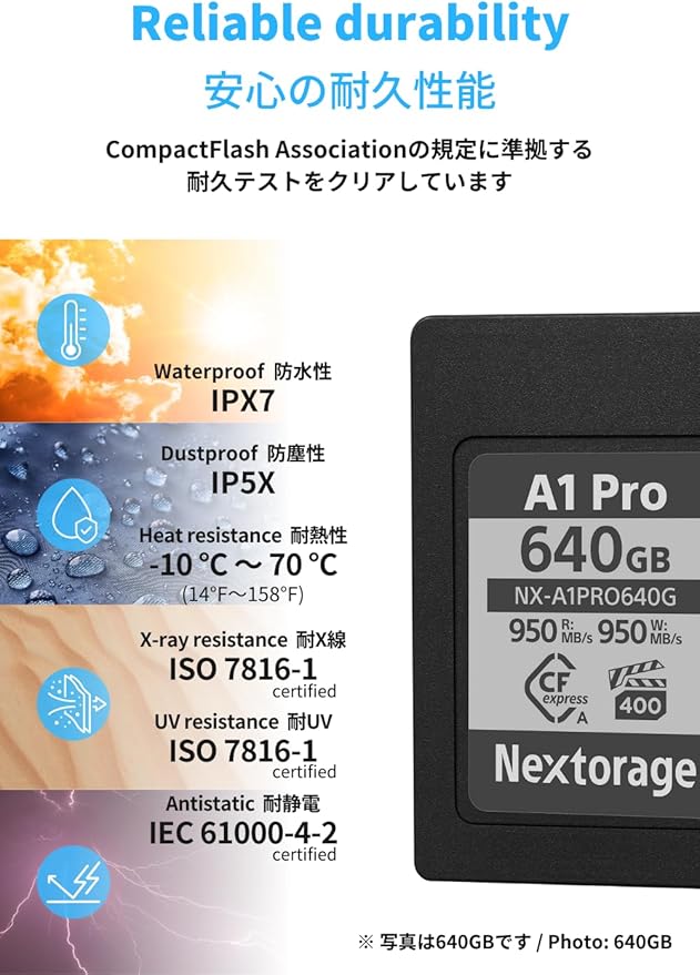 Nextorage Japan CFexpress Type A Card NX-A1PRO 640GB VPG 400 Ultra Fast Read 950MB/s Write 950MB/s