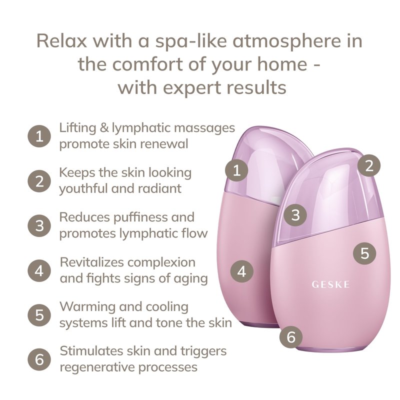 GESKE SmartAppGuided™ Cool & Warm Eye & Face Massager | 7 in 1 | Multi Massager | Face & Neck | Battery-free Cooling & Warming | Firms, Relaxes & De-Puffs Skin | Eye-Nose Area Targeted Design