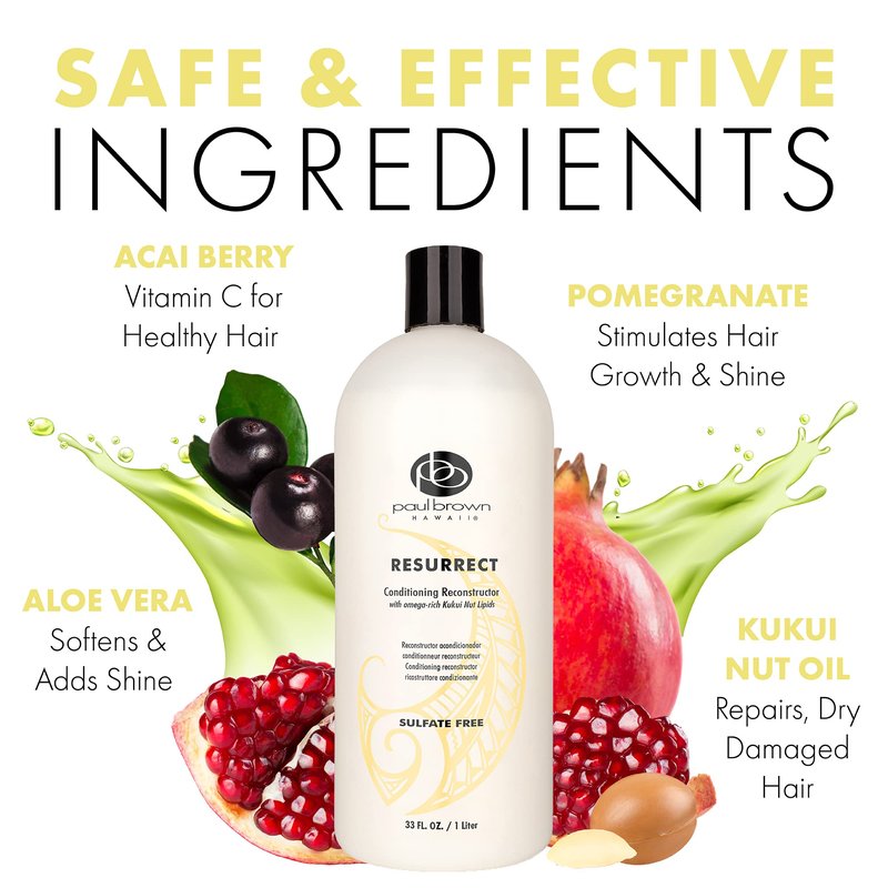 Paul Brown Hawaii Resurrect Salon Quality Conditioner | Hydrate & Treat Damaged Hair | Antioxidant-Rich Kukui Nut Oil for Ultimate Hair Moisturization | Safe for Color Treated Hair (33 oz.)
