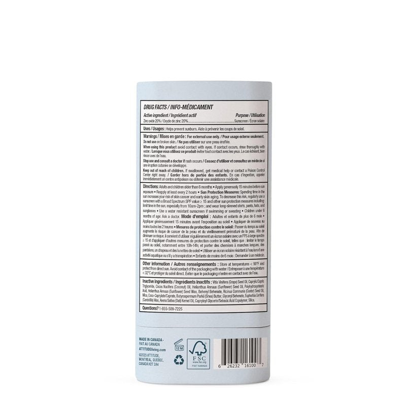 Mineral Sunscreen Stick SPF 30 for Sensitive Skin | EWG Verified, Plastic-Free, Zinc Oxide, 2.1 Oz