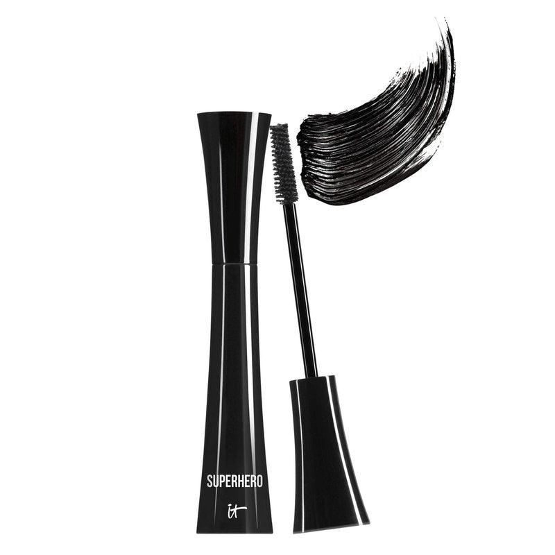 IT Cosmetics Superhero Mascara – Volumizing & Lengthening Black Mascara, Buildable Lash Volume, Collagen, Biotin, Peptides, Lifting & Curling Formula, Super Black Pigment - 0.3 fl oz