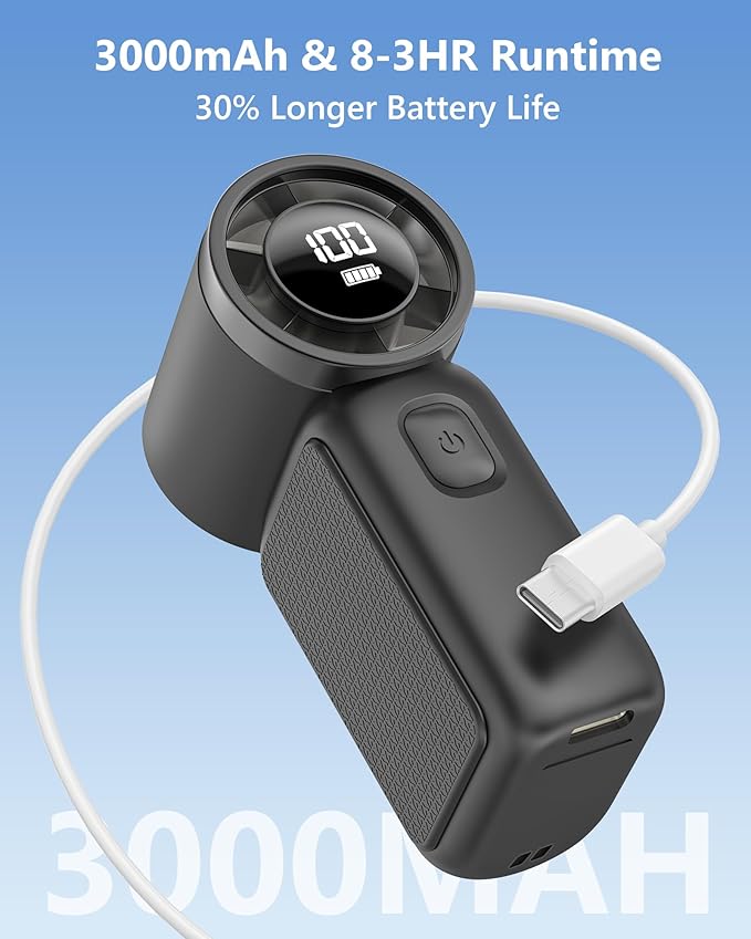AGEYOU Portable Handheld Mini Fan, 6 Gear Wind, Hand Small Travel Personal Held Fans, Rechargeable Turbo Fan, Gifts for Women Men, for Camping Vacation Outdoor (black)