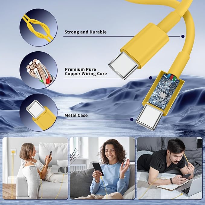 QZIIW iPhone 16 15 Pro Max Charger Fast Charging,45W Dual Port USB C Fast Charger Block [2-Pack] & Extra Long 60W 3/6/10/10FT USB C Cable - PD Quick Adapter 3.0 for iPhone 16 15/16 15Pro/16 15 Plus.
