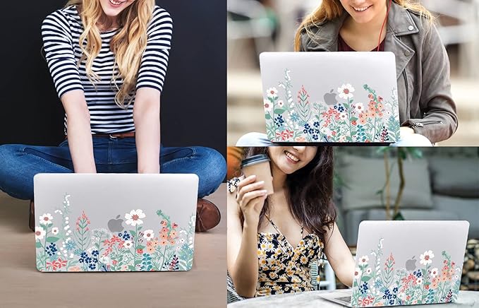 CISSOOK for MacBook Air 13.6 Inch Case 2022 2023 2024 2025 2026 Release Model A2681 A3113 A3240 A3449, Matte Frosted Hard Shell Cover with Keyboard Cover for MacBook Air 13.6 M2 M3 M4 M5 - Wildflowers