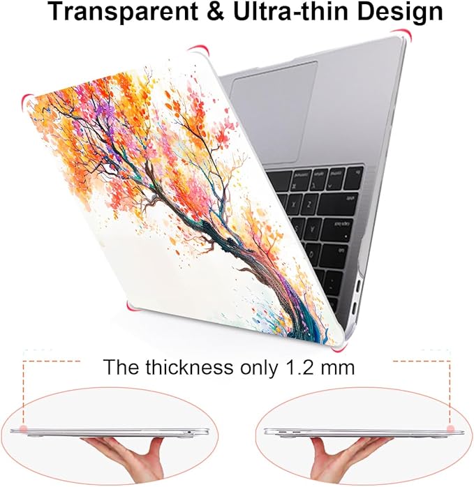LCMOCICO for 2020 2021 2022 MacBook Pro 13 inch Case M2 M1 A2338 A2289 A2251 with Touch Bar & Touch ID, Printed Pattern Plastic Hard Shell Keyboard Cover Screen Protector, Phoenix Tree Flowers