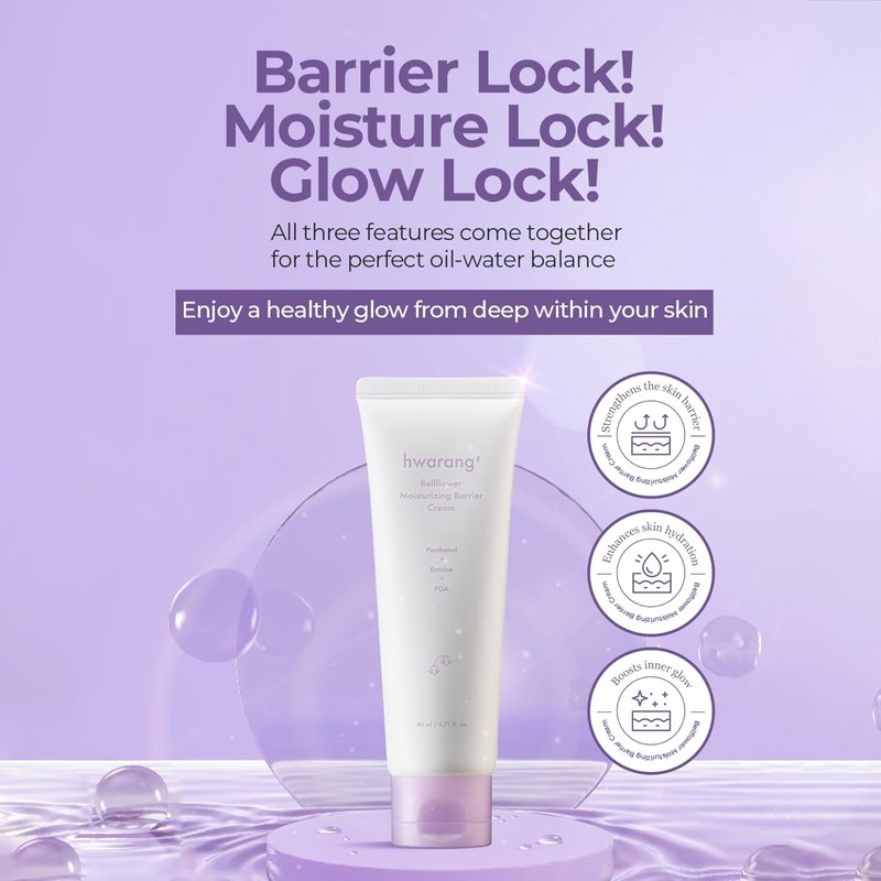Bellflower Moisturizing Barrier Cream - Daily Face Moisturizer for Dry to Combo Skin | Hydrating Korean Skincare with Ceramides & Panthenol | 2.7 Fl Oz