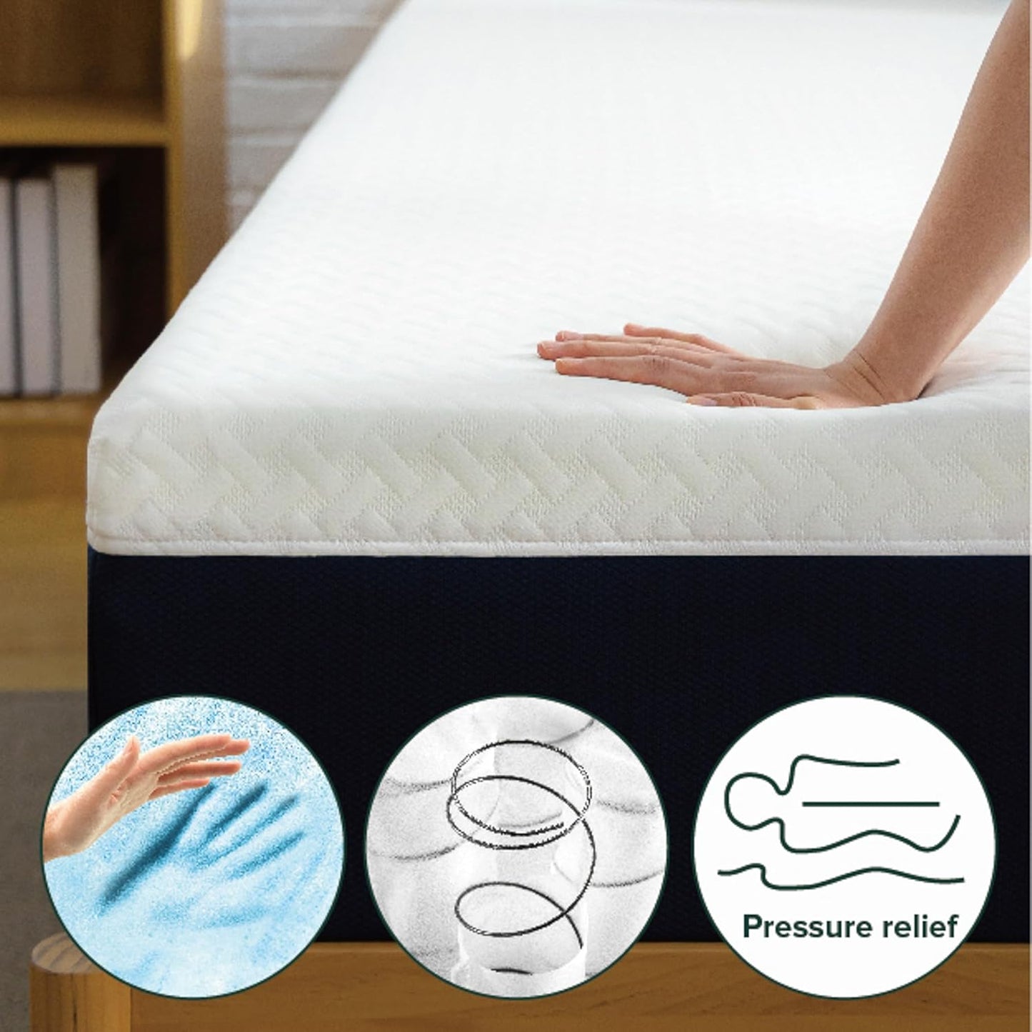 ZINUS 10 Inch Queen Hybrid Mattress - Cooling Comfort, Medium Firm, Fiberglass Free, Motion Isolation